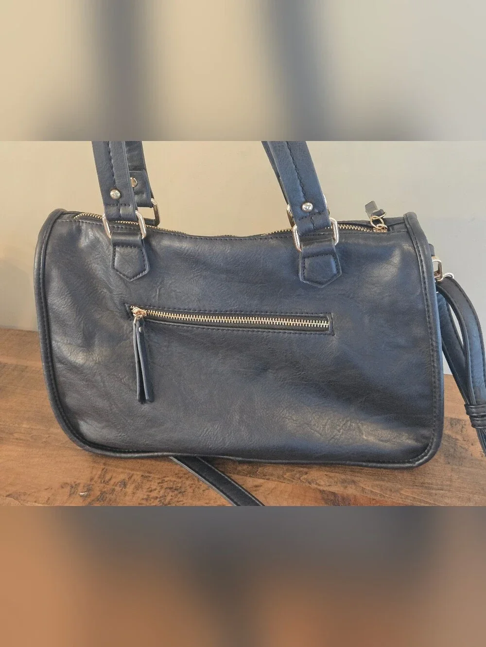 Madison West Ashely Saddle Black Tote Boho Handbag Purse Black